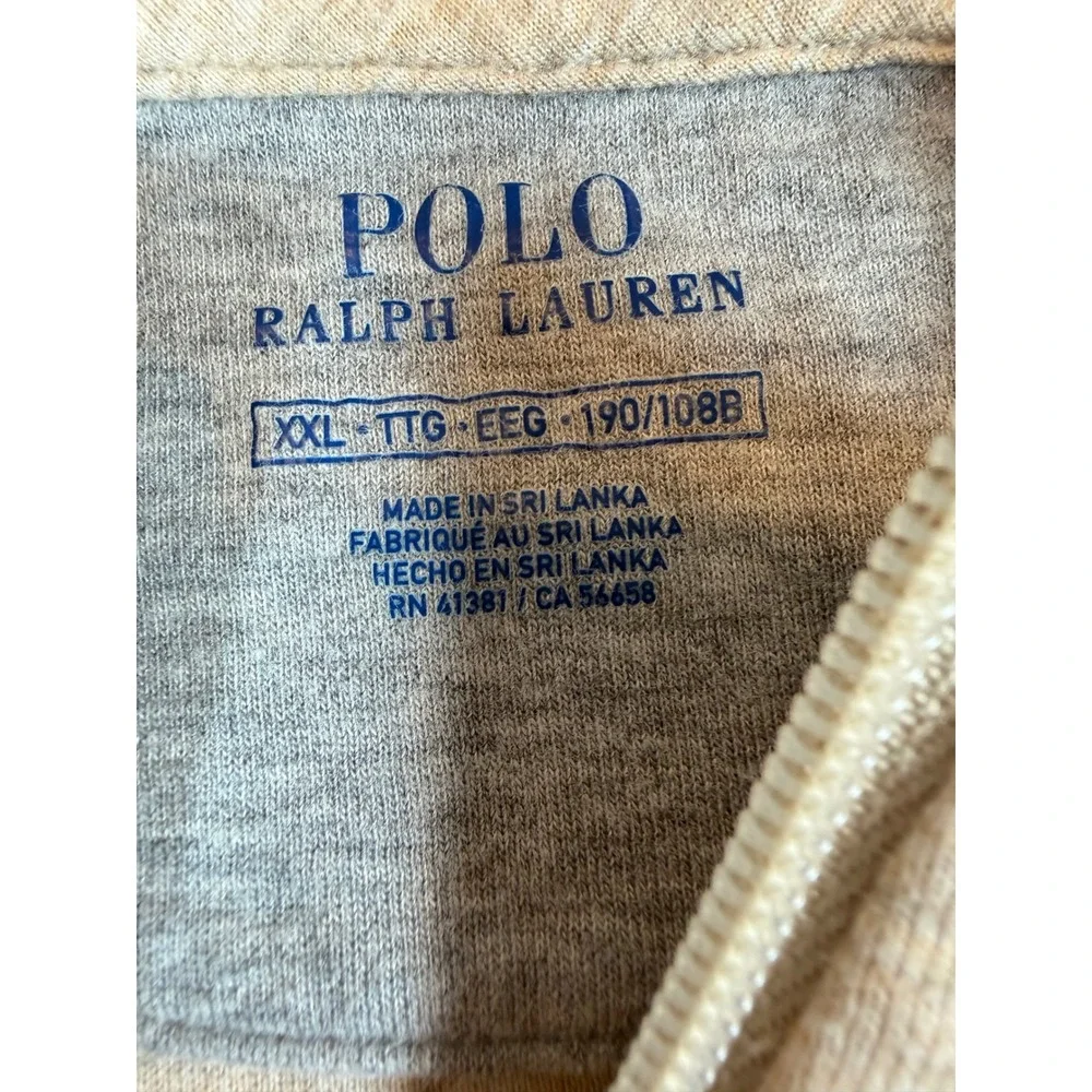 Polo Ralph Lauren Mens XXL Tan Heather Quarter Zip‎ Pullover Sweater Long Sleeve